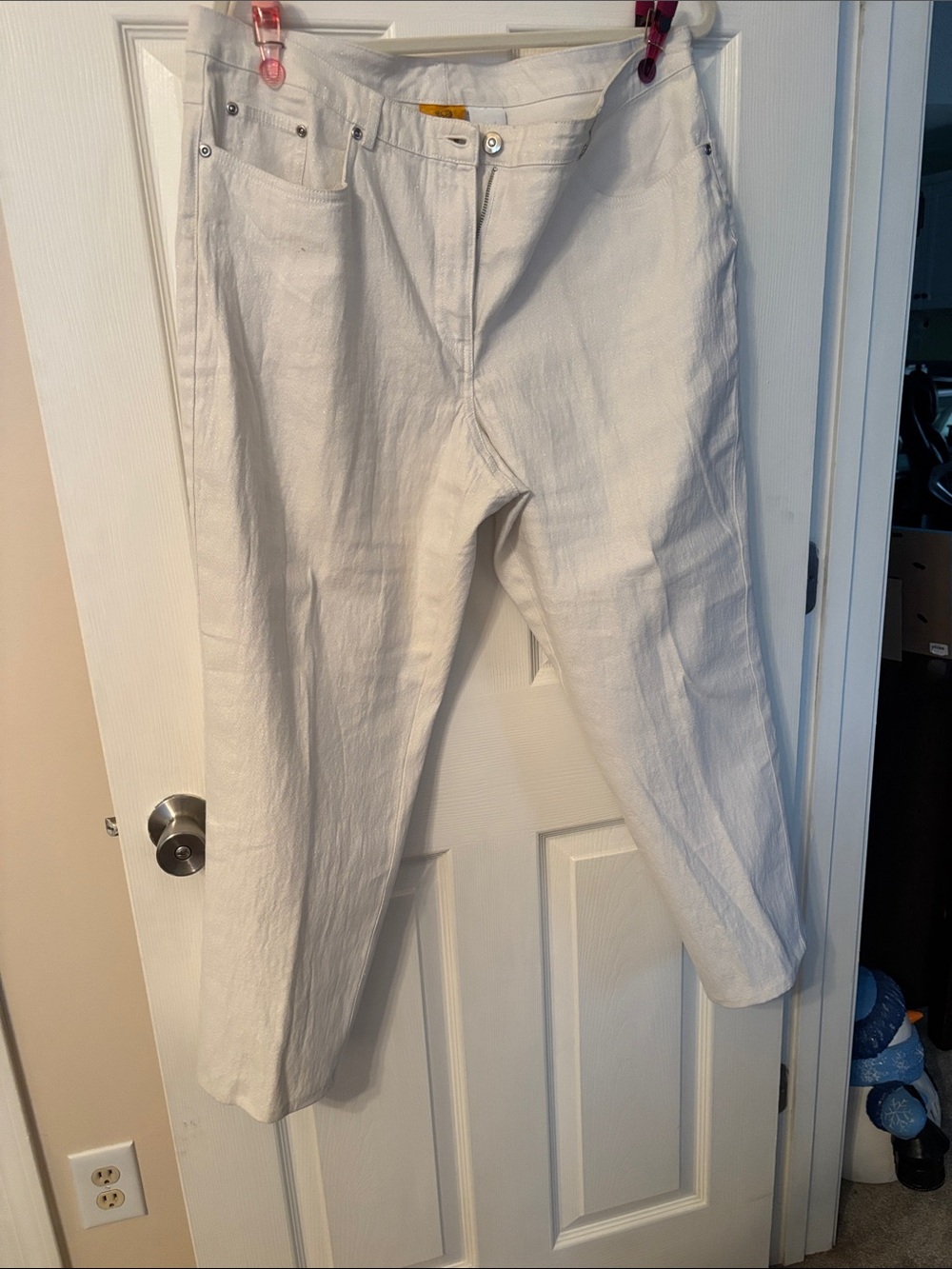 Ruby Rd. Women's White Linen-Blend Trousers